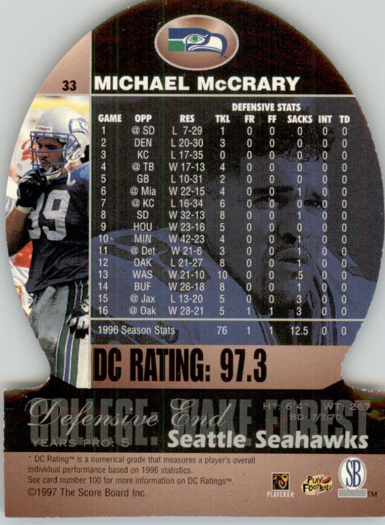 1997 Pro Line DC3 Football Cards - Picture 21 of 51