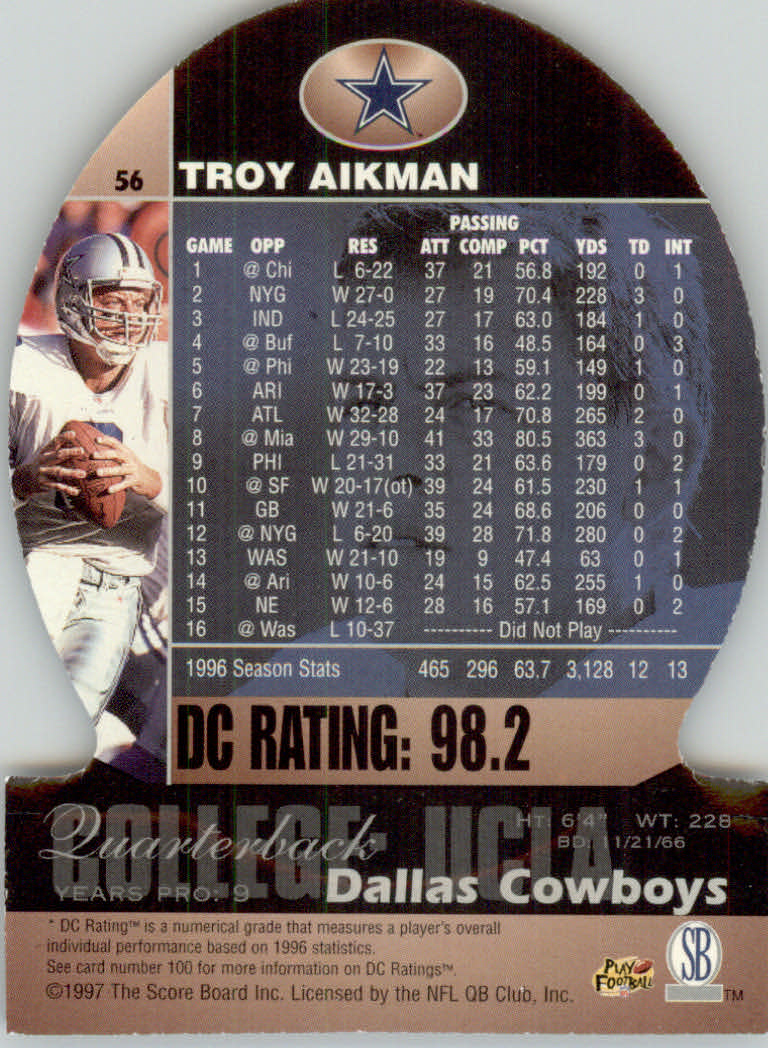 1997 Pro Line DC3 Football Cards - Picture 29 of 51