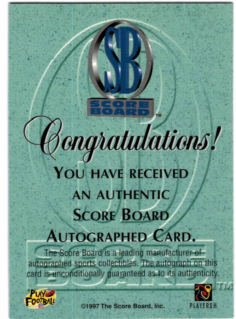 1997 Pro Line Memorabilia Rookie Autographs #7 Troy Davis back image