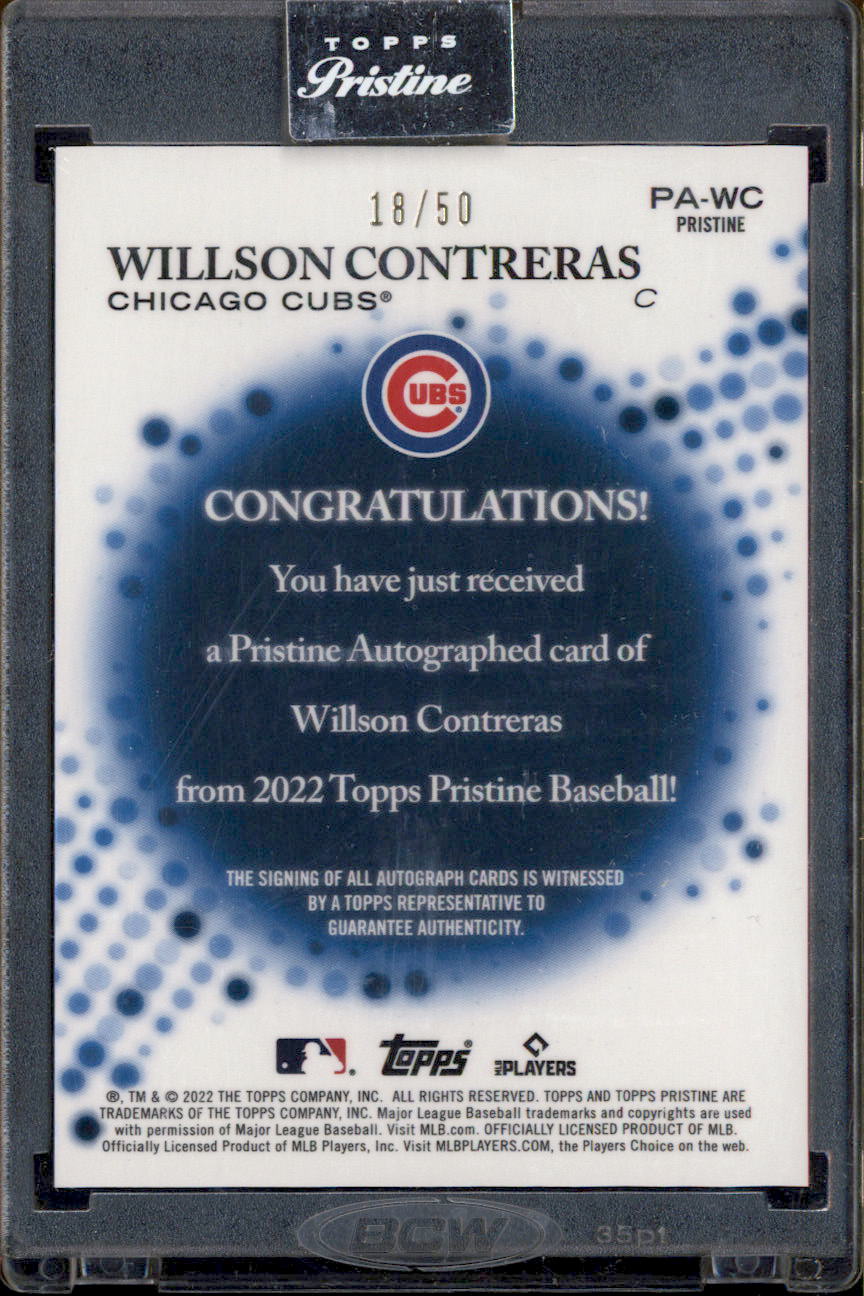 2022 Topps Pristine Autographs Gold Pristine Refractors #PAWC Willson Contreras