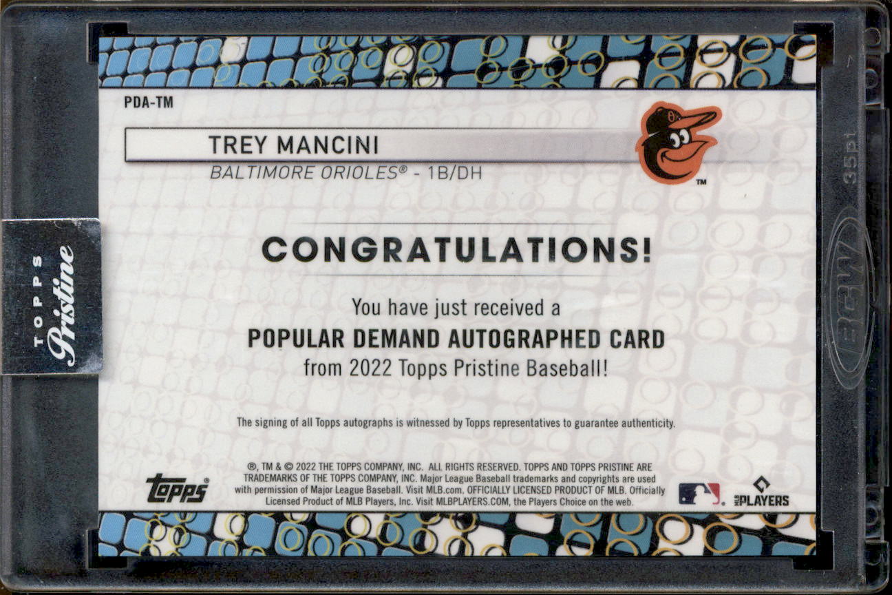 2022 Topps Pristine Popular Demand Autographs #PDATM Trey Mancini