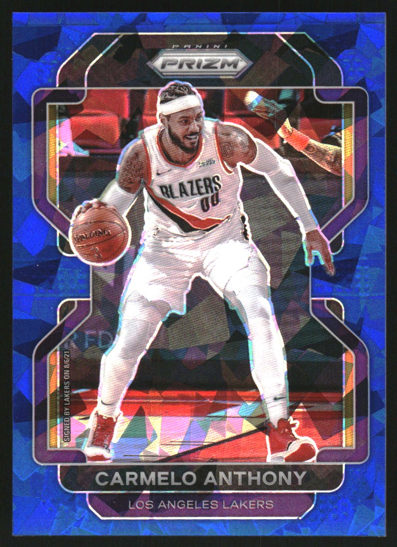 2021-22 Panini Prizm Prizms Blue Ice #11 Carmelo Anthony