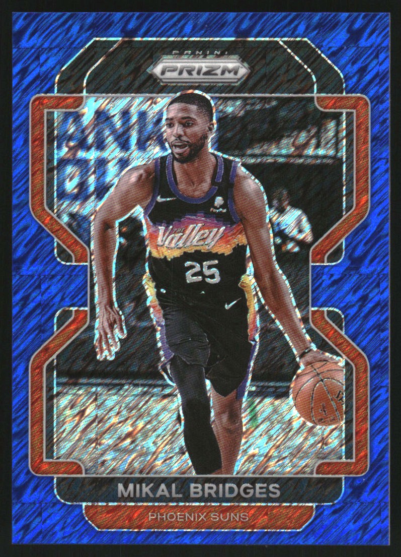 2021-22 Panini Prizm Prizms Blue Shimmer #27 Mikal Bridges