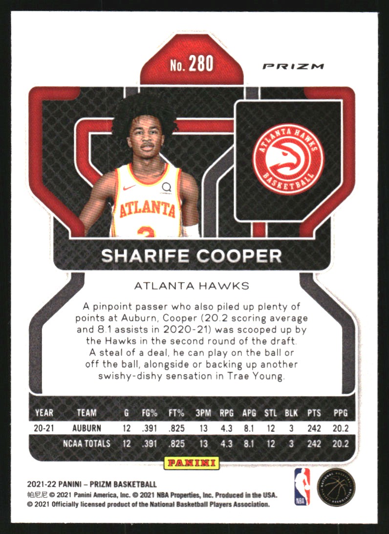 2021-22 Panini Prizm Prizms Choice Blue Yellow and Green #280 Sharife Cooper