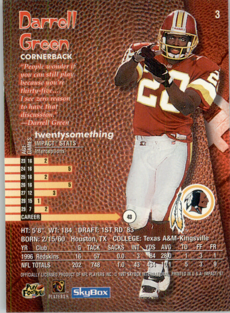 1997 Skybox Impact Football "Main Set" Base Cards - Picture 7 of 480