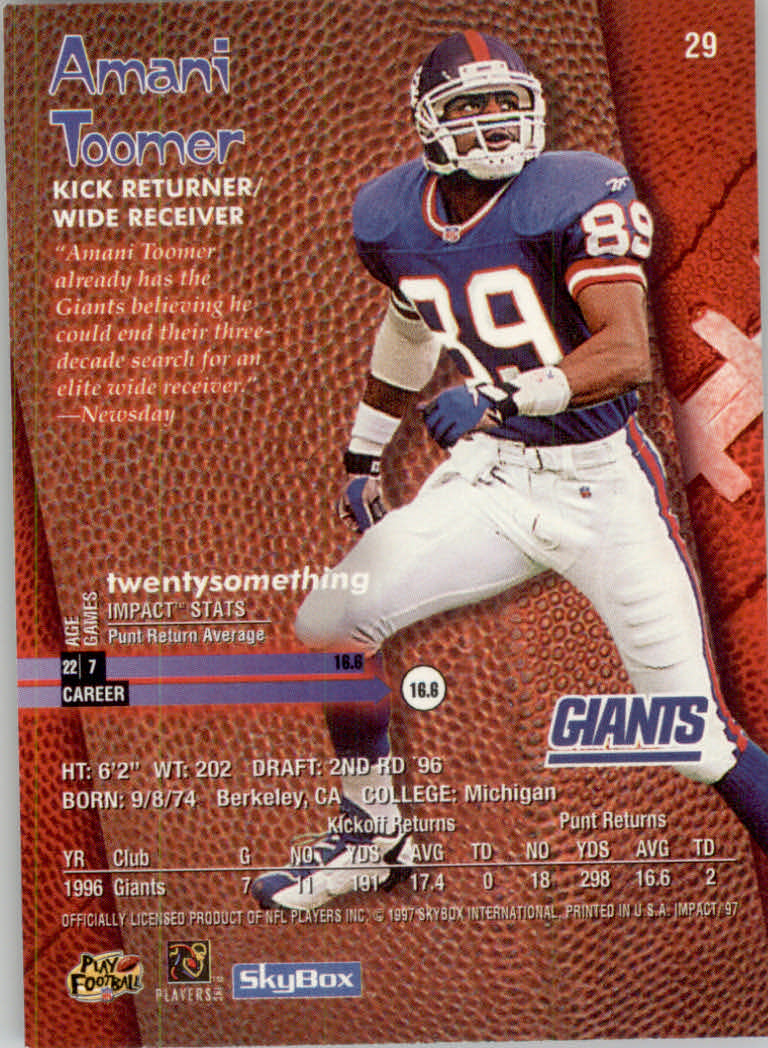 1997 Skybox Impact Football "Main Set" Base Cards - Picture 58 of 480