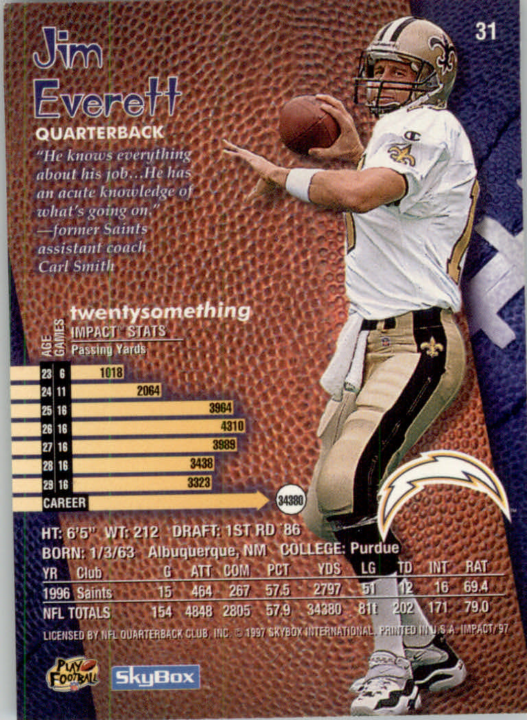 1997 Skybox Impact Football "Main Set" Base Cards - Picture 62 of 480