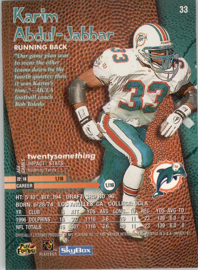 1997 Skybox Impact Football "Main Set" Base Cards - Picture 66 of 480