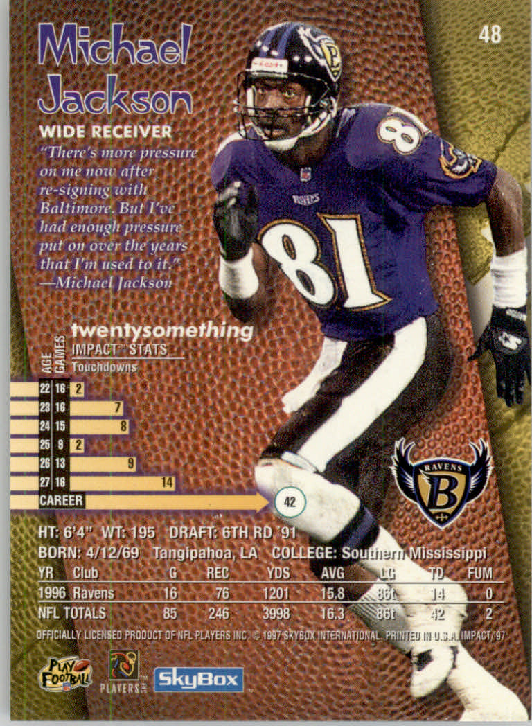 1997 Skybox Impact Football "Main Set" Base Cards - Picture 94 of 480