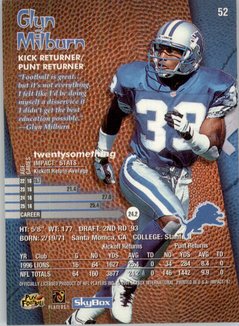 1997 Skybox Impact Football "Main Set" Base Cards - Picture 102 of 480