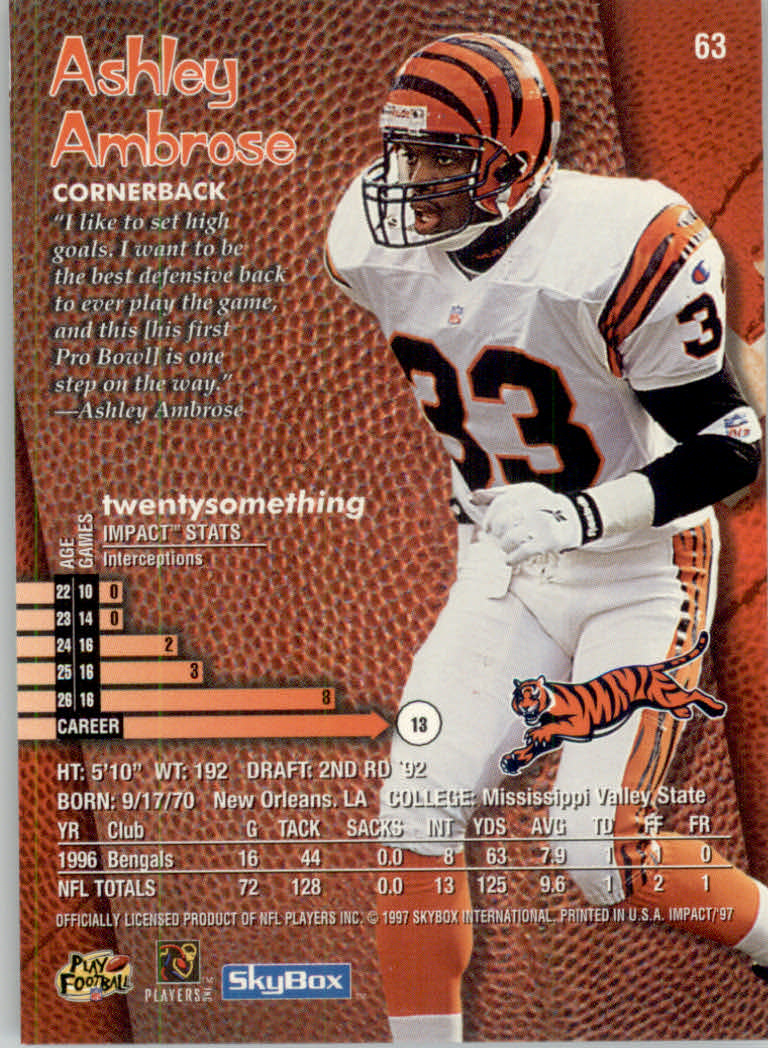 1997 Skybox Impact Football "Main Set" Base Cards - Picture 124 of 480