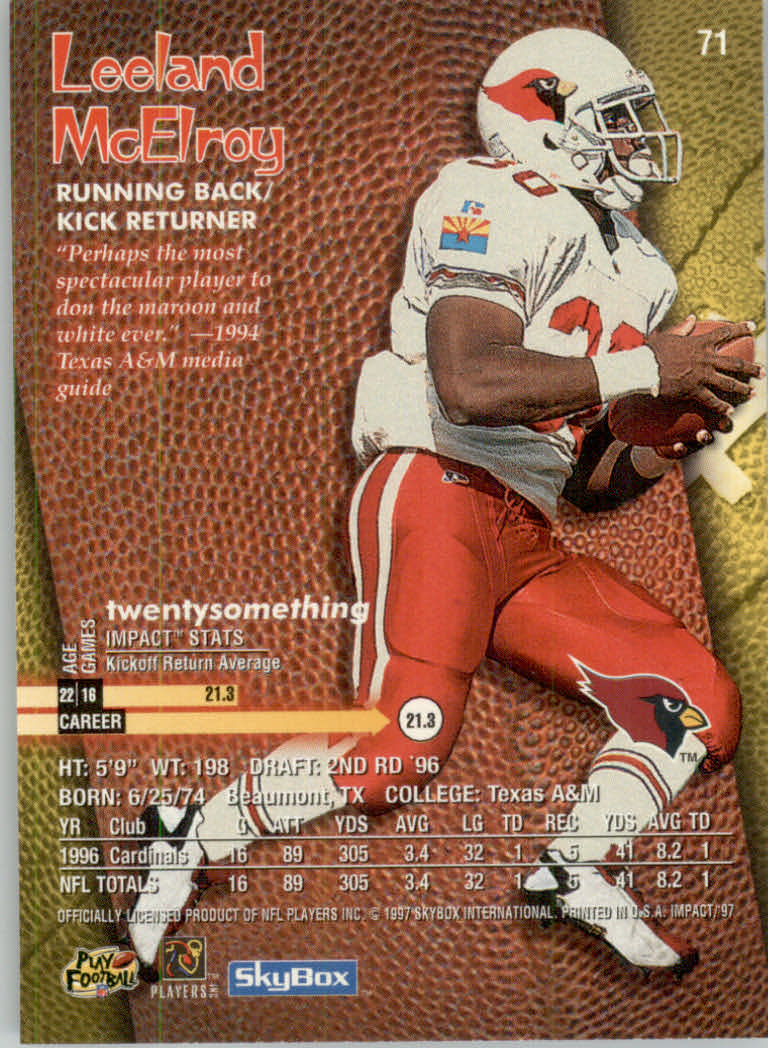 1997 Skybox Impact Football "Main Set" Base Cards - Picture 140 of 480