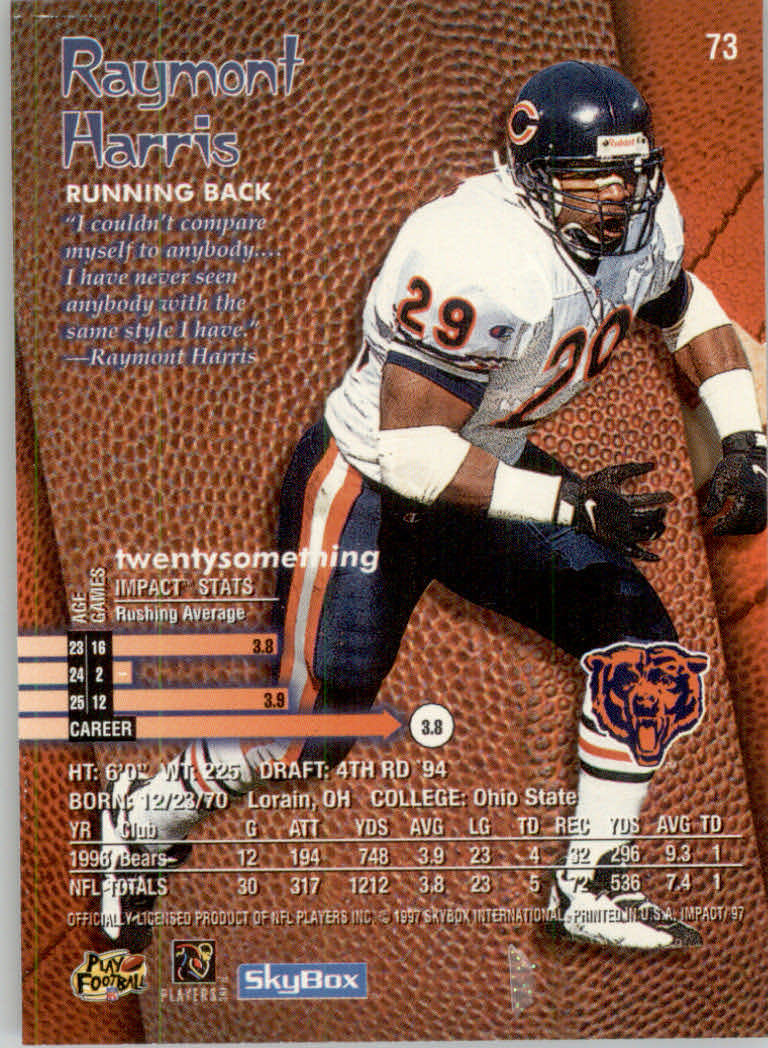 1997 Skybox Impact Football "Main Set" Base Cards - Picture 142 of 480