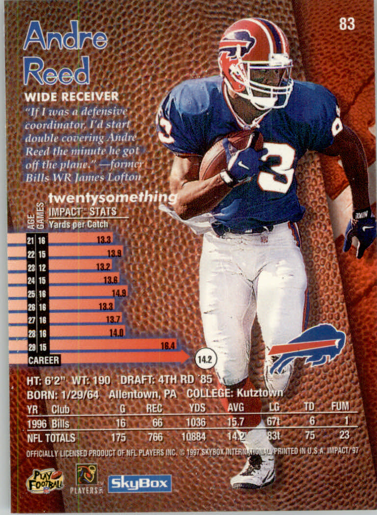 1997 Skybox Impact Football "Main Set" Base Cards - Picture 162 of 480