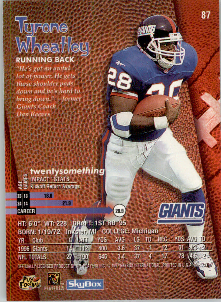 1997 Skybox Impact Football "Main Set" Base Cards - Picture 170 of 480