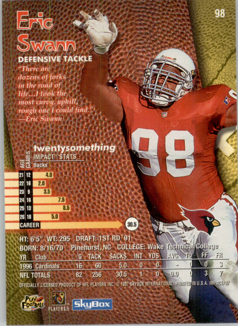 1997 Skybox Impact Football "Main Set" Base Cards - Picture 192 of 480