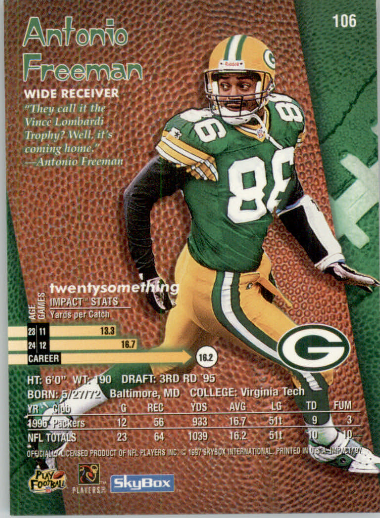 1997 Skybox Impact Football "Main Set" Base Cards - Picture 208 of 480