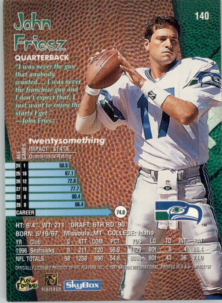 1997 Skybox Impact Football "Main Set" Base Cards - Picture 276 of 480