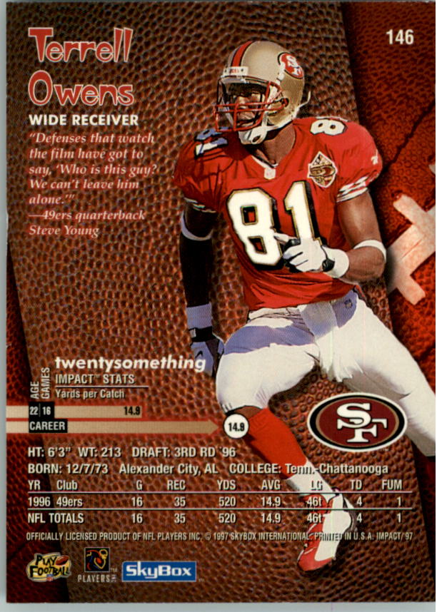 1997 SkyBox Impact #146 Terrell Owens back image