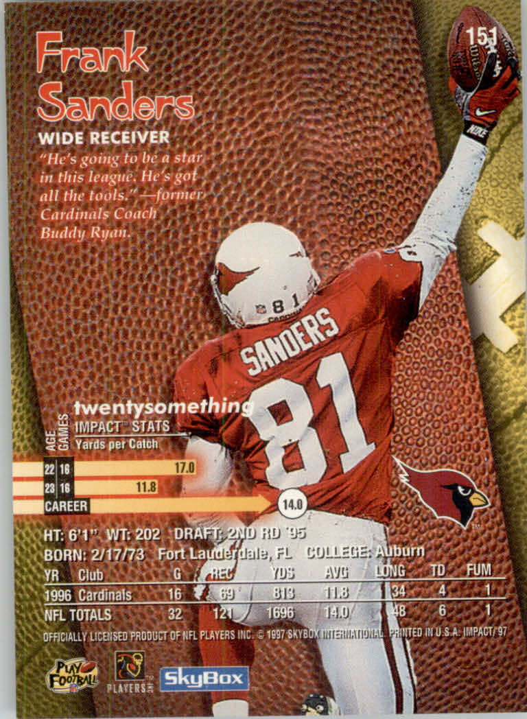 1997 Skybox Impact Football "Main Set" Base Cards - Picture 298 of 480