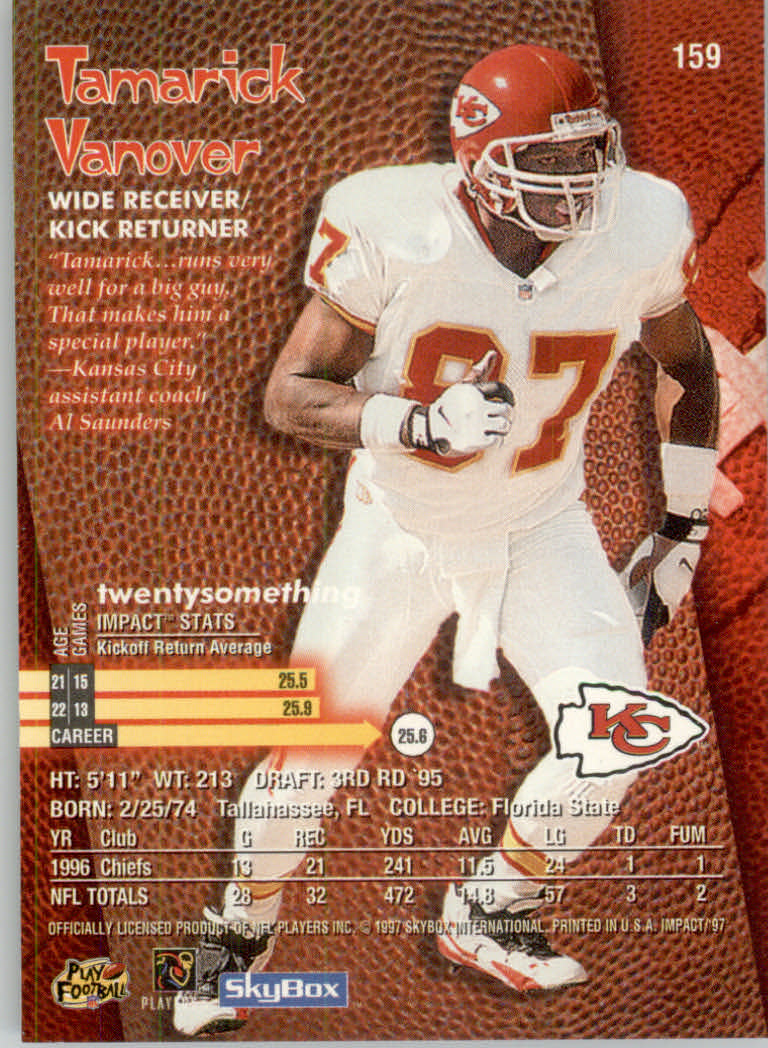 1997 Skybox Impact Football "Main Set" Base Cards - Picture 314 of 480