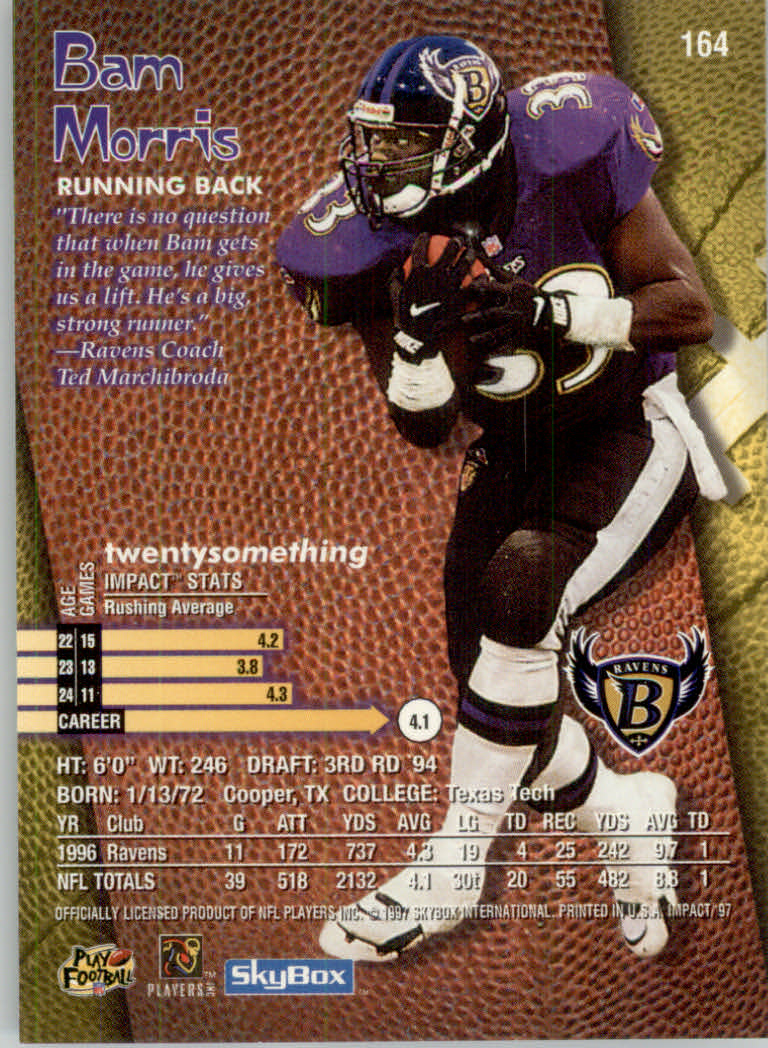 1997 Skybox Impact Football "Main Set" Base Cards - Picture 322 of 480