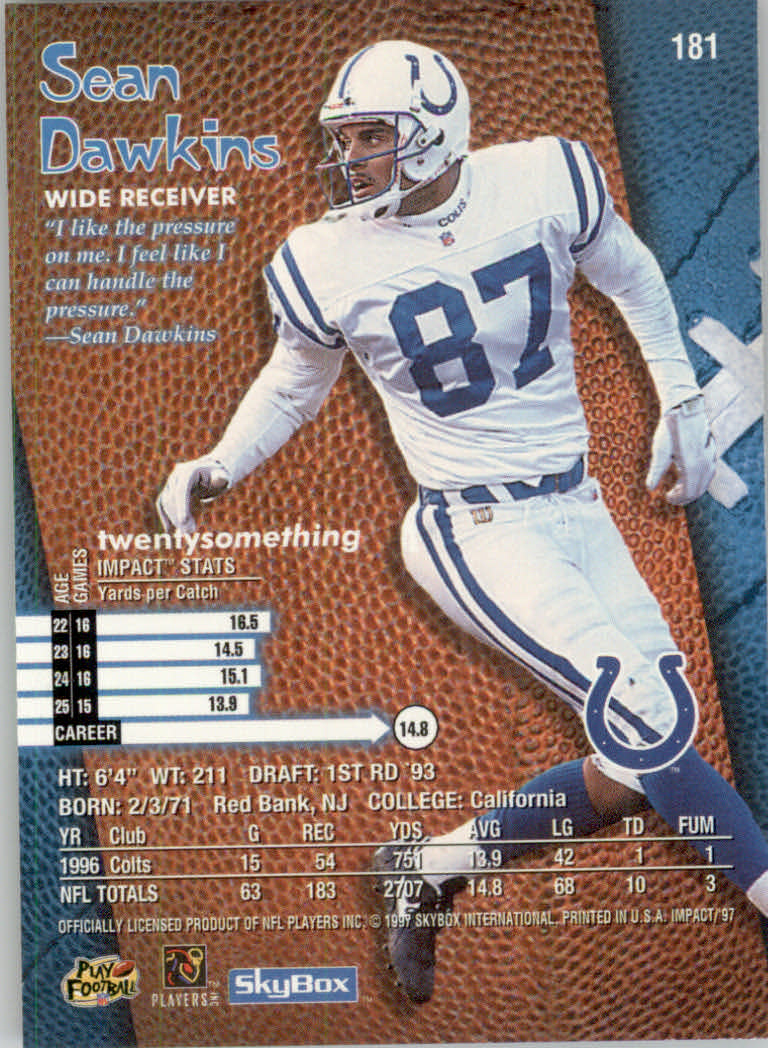 1997 Skybox Impact Football "Main Set" Base Cards - Picture 356 of 480