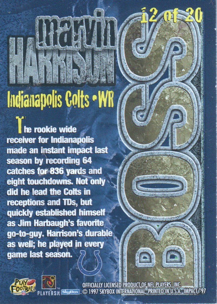 1997 SkyBox Impact Boss #12 Marvin Harrison back image