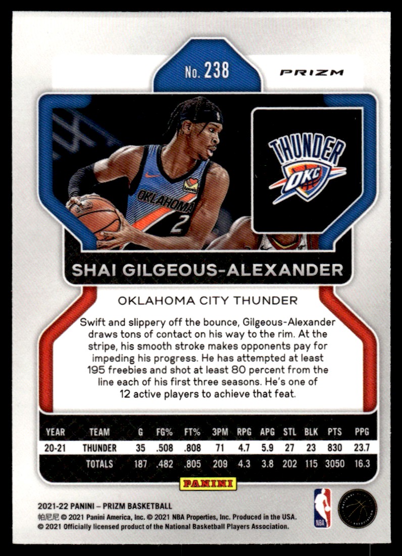 2021-22 Panini Prizm Prizms NBA 75th Anniversary #238 Shai Gilgeous-Alexander