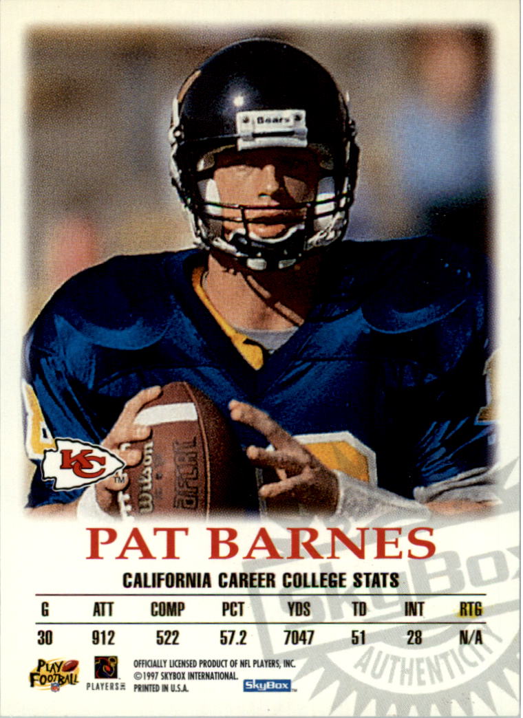 1997 SkyBox Premium Autographics #7 Pat Barnes EX/S back image