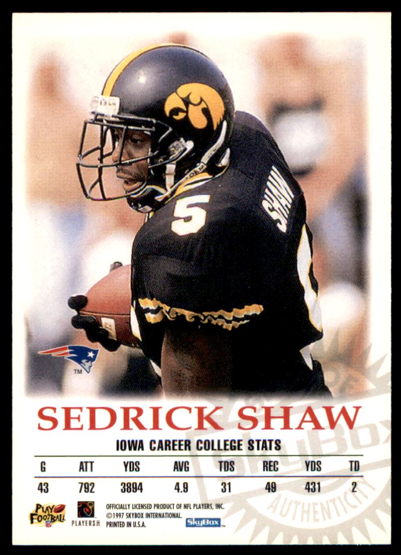 1997 SkyBox Premium Autographics #52 Sedrick Shaw EX/IM/S back image