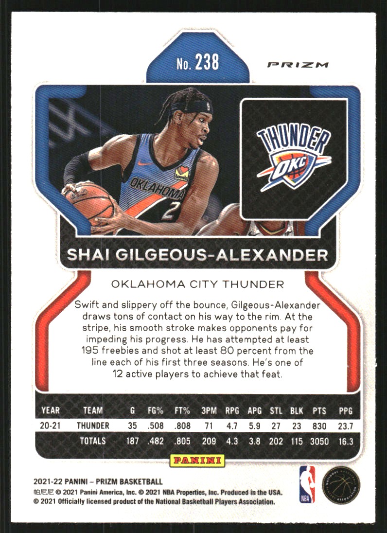 2021-22 Panini Prizm Prizms Red Ice #238 Shai Gilgeous-Alexander