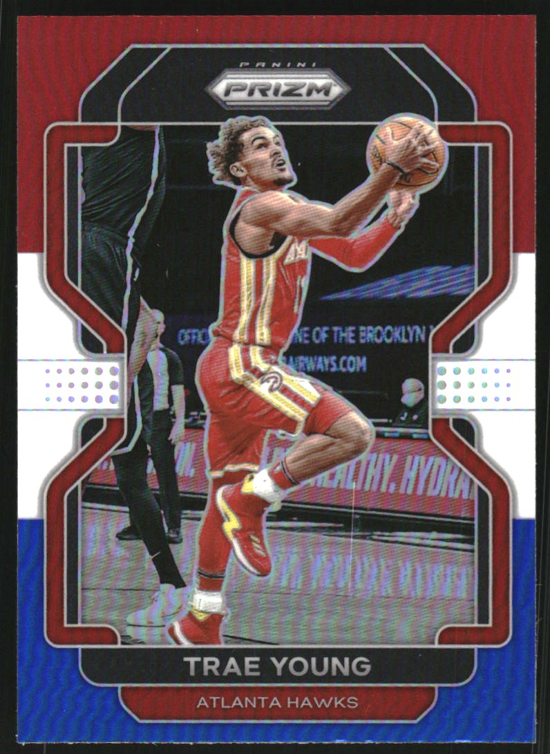2021-22 Panini Prizm Prizms Red White and Blue #26 Trae Young