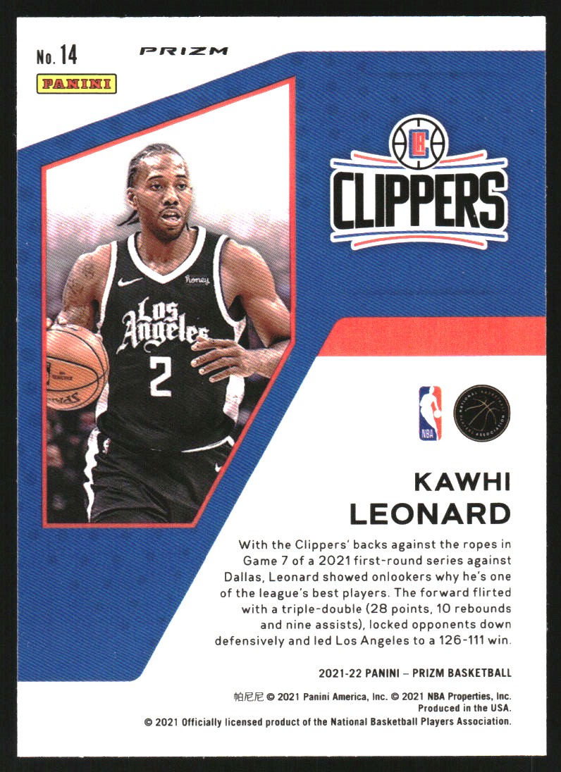 2021-22 Panini Prizm Mindset Fast Break #14 Kawhi Leonard