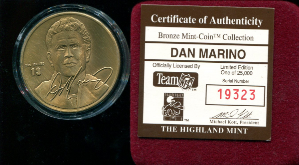 1997-00 Highland Mint Mint-Coins #36 Dan Marino B