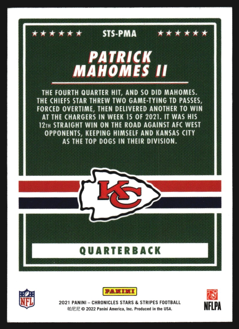 2021 Panini Chronicles Stars and Stripes #2 Patrick Mahomes II