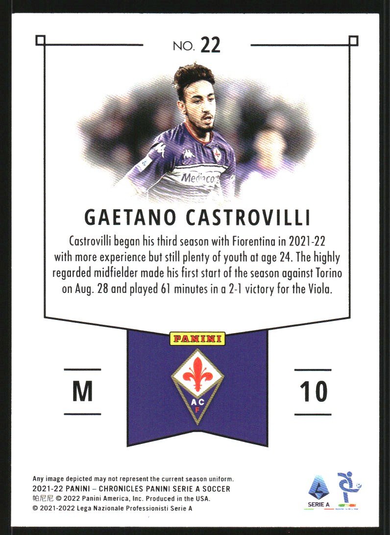 2021-22 Panini Chronicles Serie A Purple Astro #22 Gaetano Castrovilli/Panini