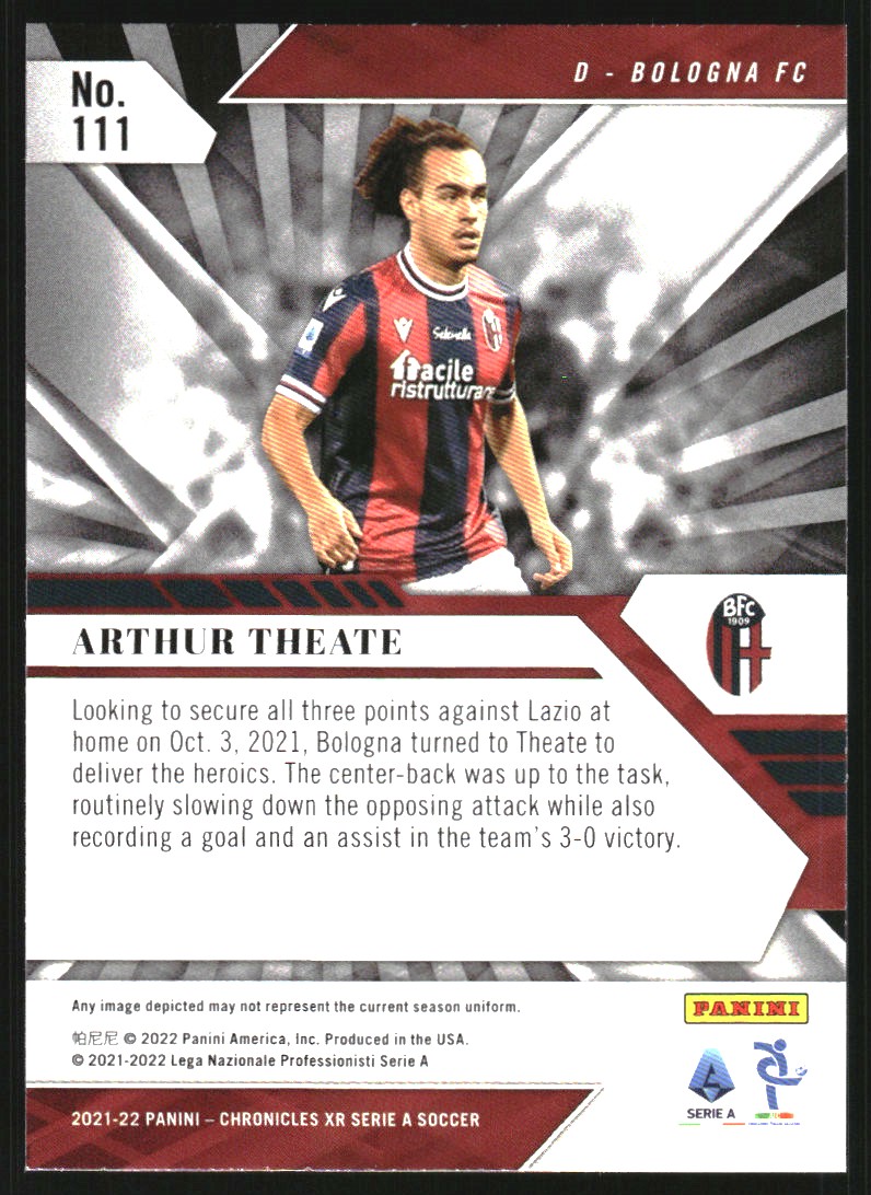 2021-22 Panini Chronicles Serie A Purple Astro #111 Arthur Theate/XR