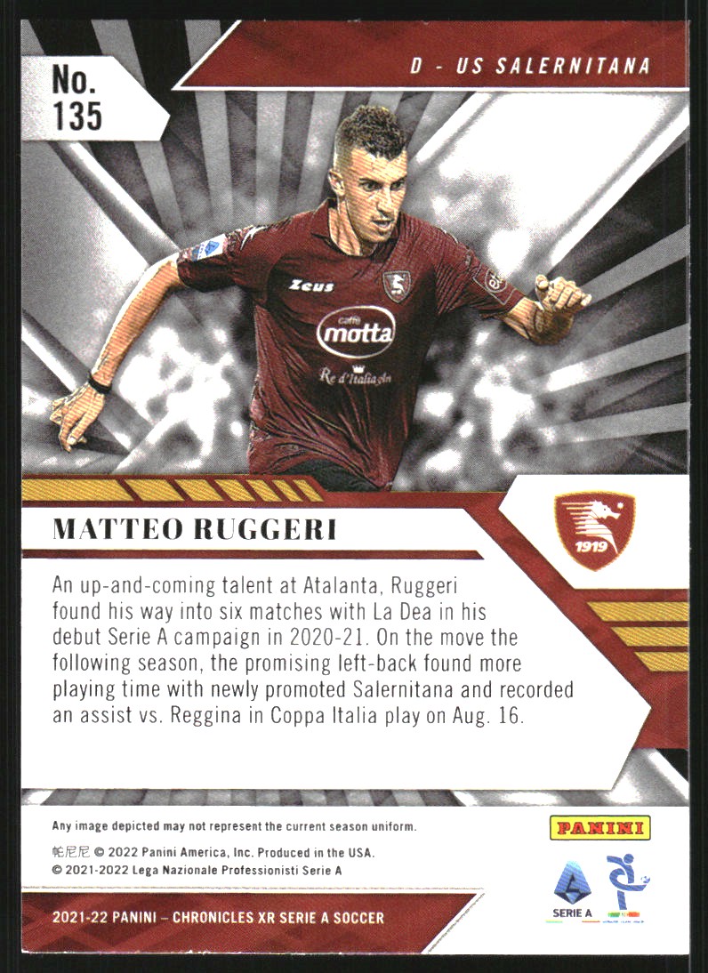 2021-22 Panini Chronicles Serie A Purple Astro #135 Matteo Ruggeri/XR