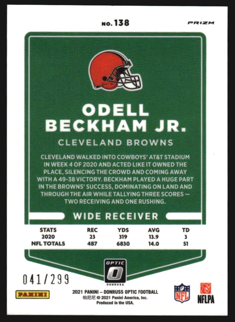 2021 Donruss Optic Aqua #138 Odell Beckham Jr.