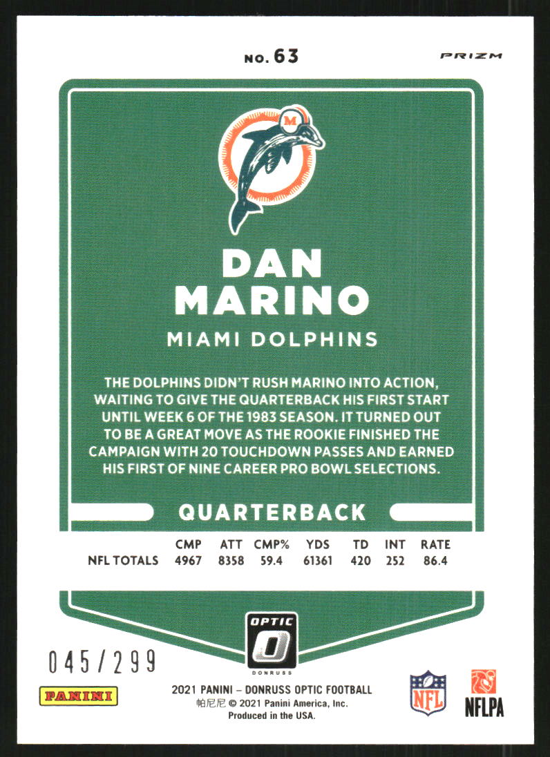 2021 Donruss Optic Wave #63 Dan Marino /299