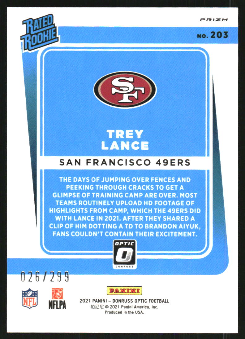 2021 Donruss Optic Wave #203 Trey Lance RR /299