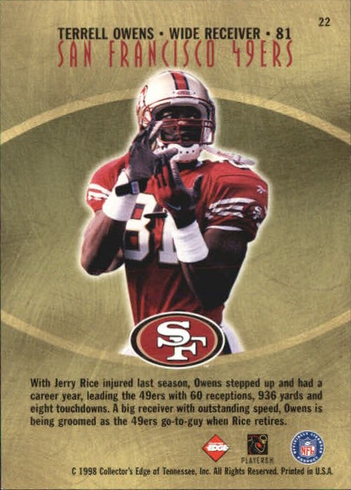 1998 Collector's Edge Odyssey Leading Edge #22 Terrell Owens back image