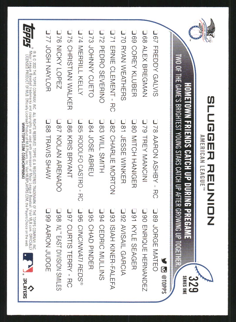 2022 Topps Factory Set All-Star Game #329 Slugger Reunion/Wander Franco/Vladimir Guerrero Jr.