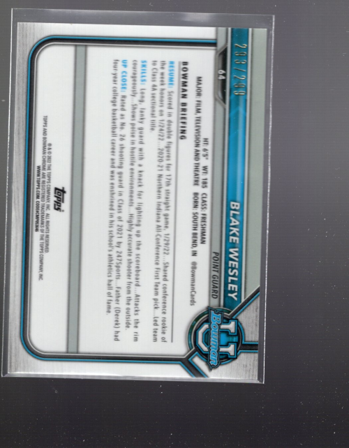 B3176- 2021-22 Bowman Universität BK 1-100 + Einsätze -du Pick- 15 + Kostenlose - Bild 111 von 313