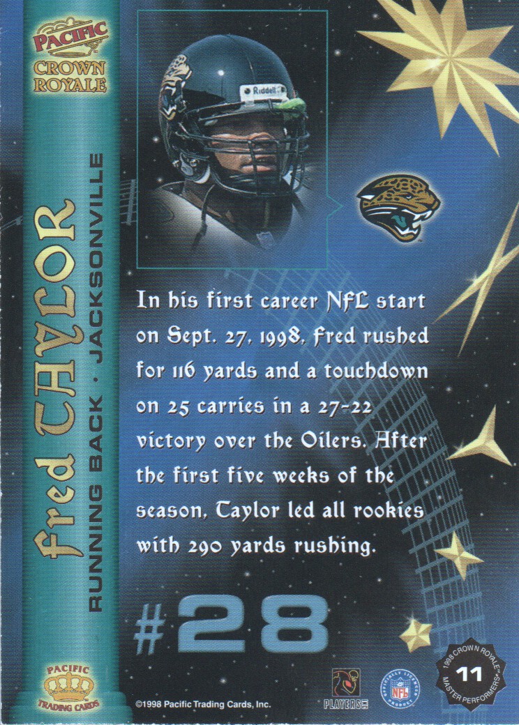 1998 Crown Royale Master Performers #11 Fred Taylor back image