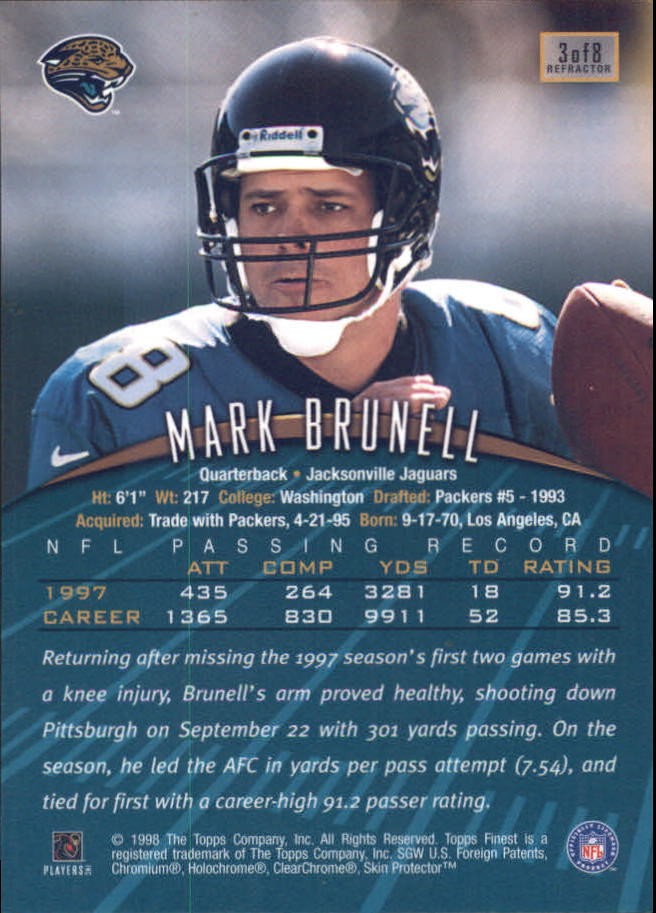 1998 Finest Jumbos 1 Refractors #3 Mark Brunell .  Oversized.