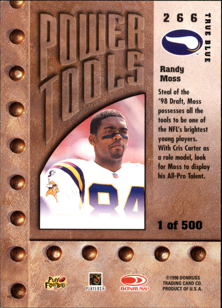 1998 Leaf Rookies and Stars True Blue #266 Randy Moss PT back image