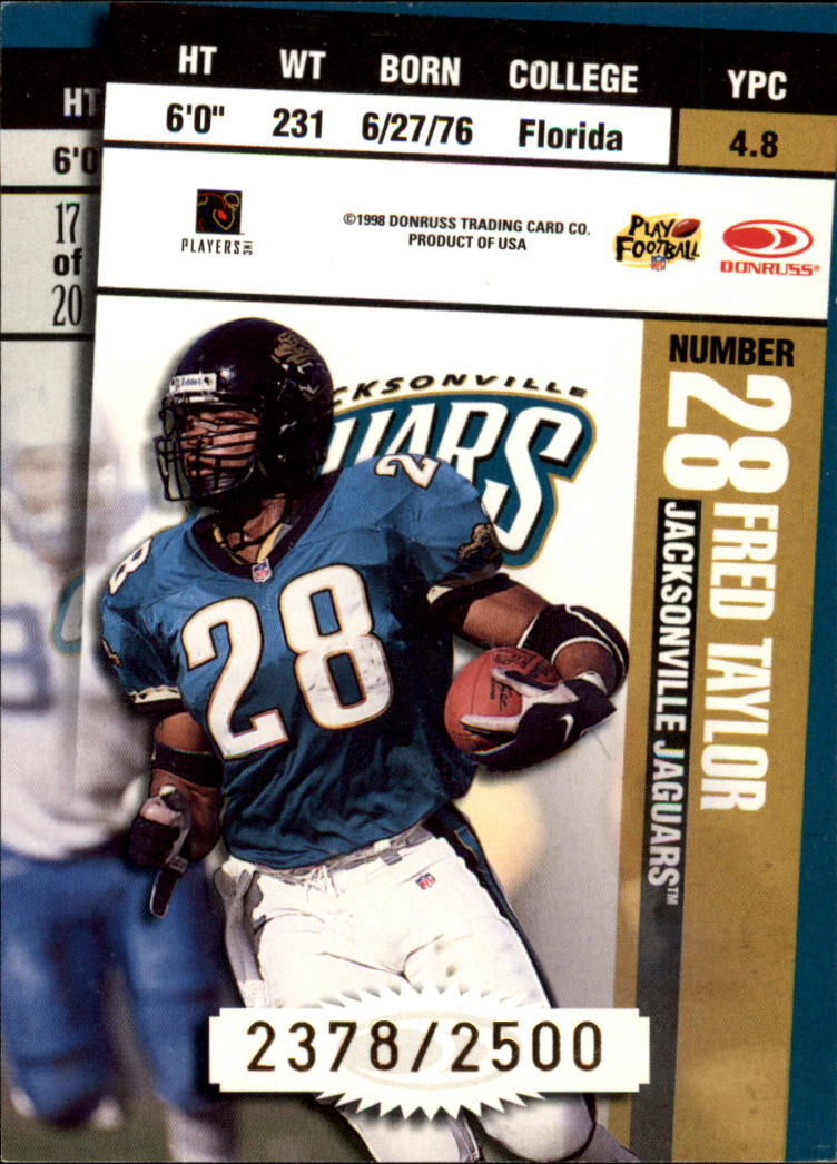 1998 Leaf Rookies and Stars Ticket Masters #17 Mark Brunell/Fred Taylor back image