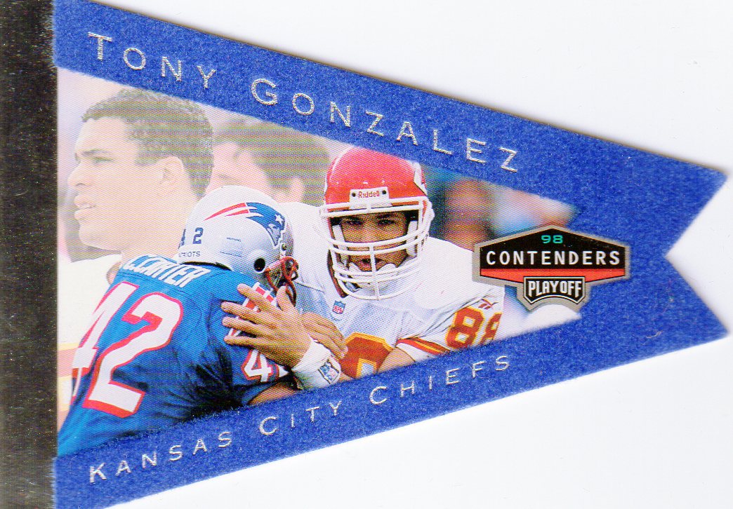 1998 Playoff Contenders Pennants Blue Felt #47 Tony Gonzalez